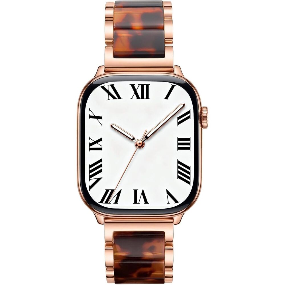 Luxury Rose Gold Apple Watch Band for Women Metal & Resin Bracelet Strap